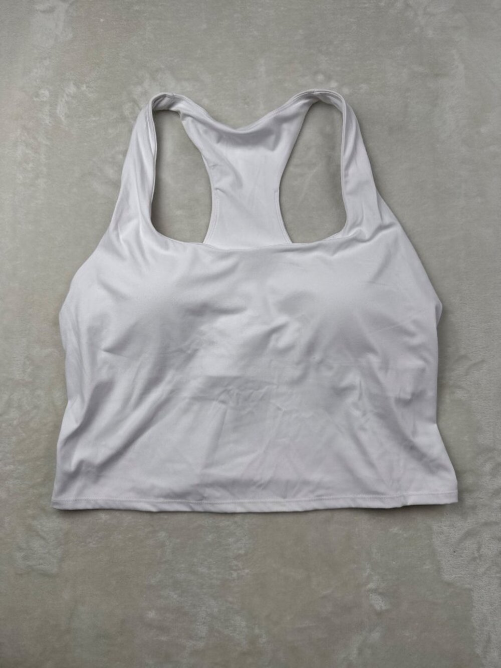 Fabletics Womens White Racerback Sports Bra XXL Made With Recycled Polyester